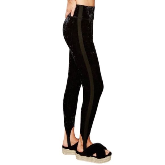 We Are HAH Crushed Velvet Hip Stirrup Pant Legging Pull-On Trim Detail Office - Picture 1 of 16